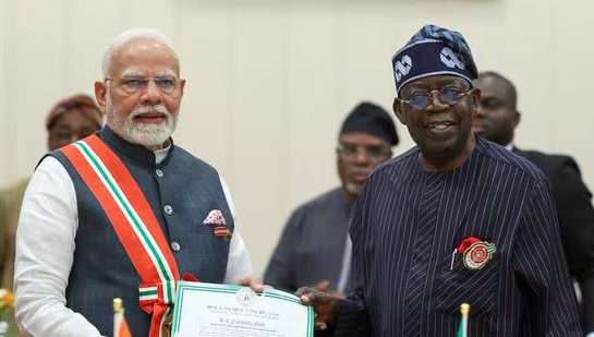 Nigerian President Bola Ahmed Tinubu with India's PM Narendra Modi