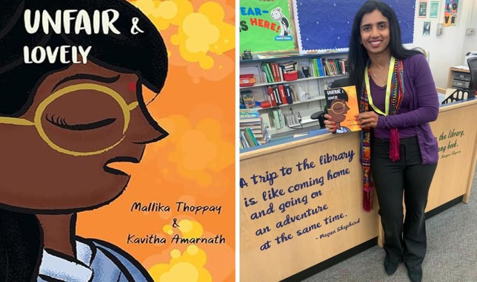 Author Mallika Thoppay with her book Unfair & Lovely